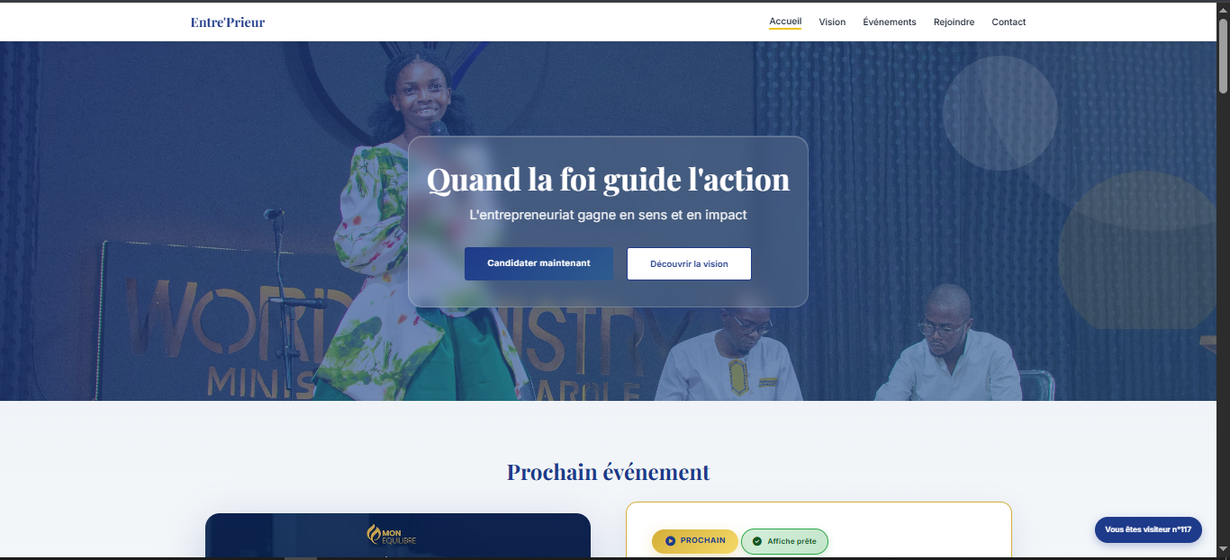 Site web Entre'Prieur - Communauté d'entrepreneurs chrétiens